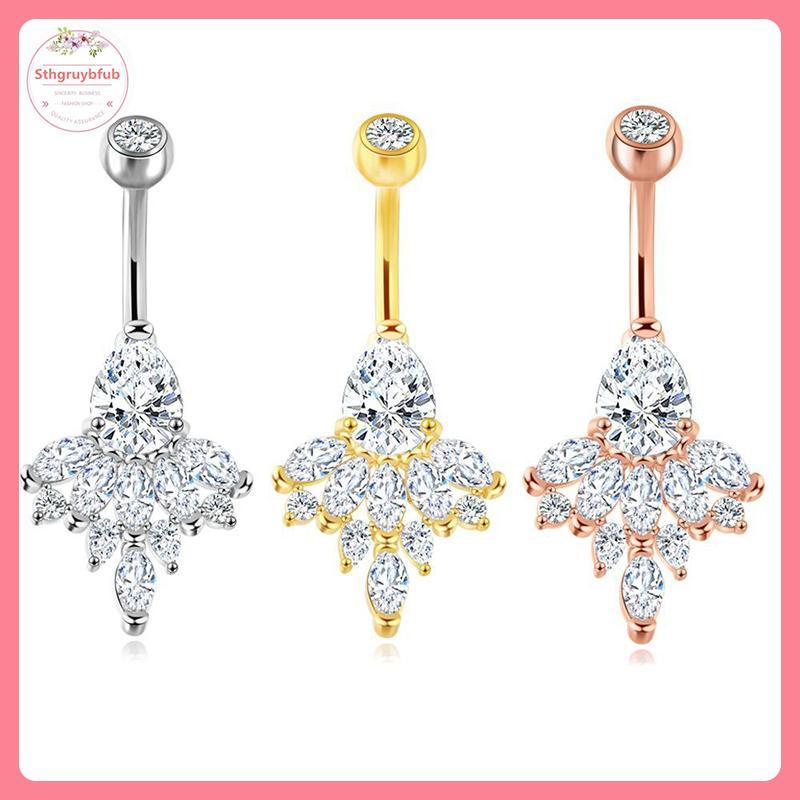 Nhẫn Rốn Zircon Steel Không Gỉ Cho Nữ - Phong Cách Punk Trend