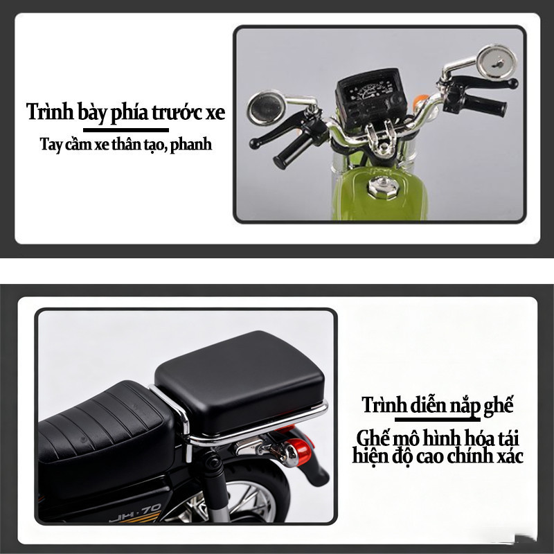 Mô Hình Xe Máy Honda JH70 Tỉ Lệ 1:10 - Đèn Sáng & Âm Thanh - Hợp Kim Cao Cấp - Mô Hình Trưng Bày