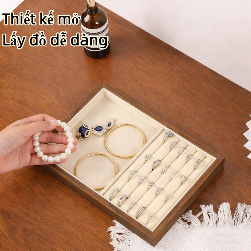 Khay Đựng Trang Sức Gỗ Óc Chó - Ngăn Chia Rõ Ràng - Trưng Bày & Tổ Chức Vòng, Nhẫn, Bông Tai