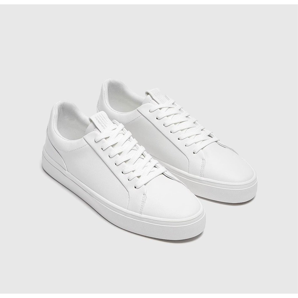 [Siêu Sale] Giày sneaker Pull&Bear chính hãng All white Classic - Trắng Dáng cổ điển