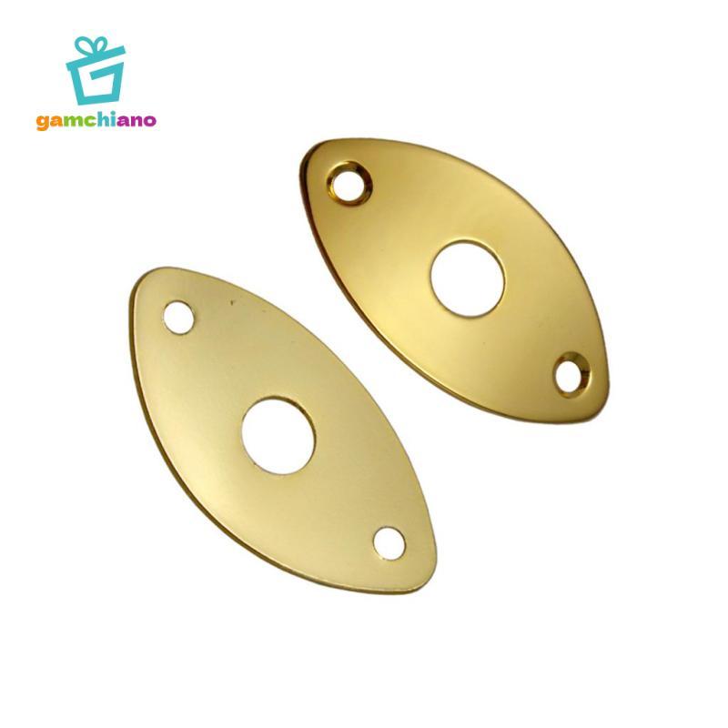 2 Miếng Kim Loại Hình Bầu Dục Cong Jack Đĩa Cho Đàn Guitar Điện Phần Bass Bạc
