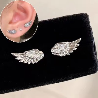 Bông tai hình cánh thiên thần đính đá zircon sáng bóng - Quà tặng cặp đôi unisex