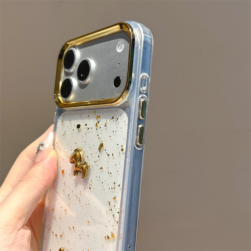 Ốp lưng iPhone ngựa vàng phù hợp cho iPhone 17 Pro Max, iPhone 17 16 15 14 13 12 11