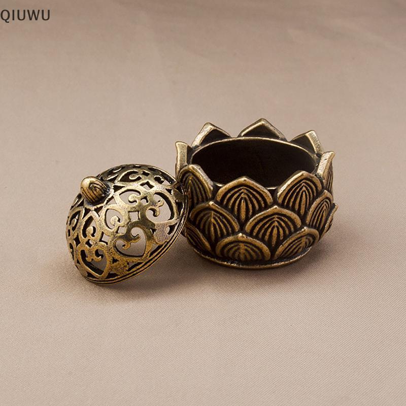 QIUWU 1 Đồng Retro Hoa Sen Nhỏ Rỗng Ra Hương Sti Burner Đồng Hương Giá Đỡ Có Nắp Trang Trí Nhà Cửa Gỗ Đàn Hương.