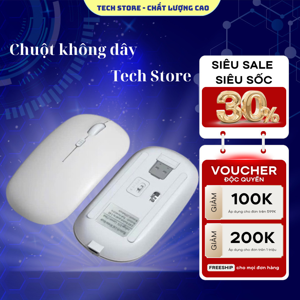 Tech Store Chuột bluetooth Không Dây Sạc Điện Thoại / Máy Tính Bảng / laptop / android Tím / Hồng / Xanh Lá Đậm