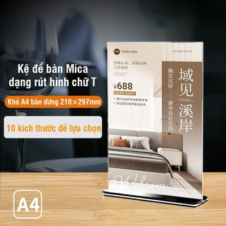 Kệ Mica Để Bàn Trong Suốt – Bảng Menu Quán Cà Phê A4 A5 A6, Trưng Bày Menu, Bảng Giá, Thông Tin Sản Phẩm Và QR Code
