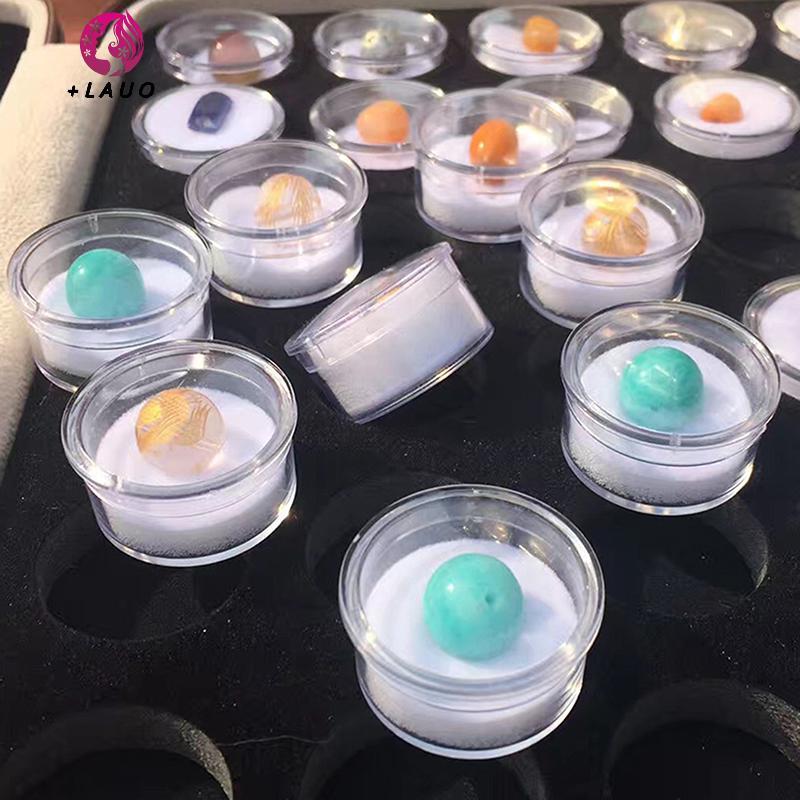 Springevenstar Rời Đá Quý Hộp Trưng Bày Trang Sức Hạt Tổ Chức Hộp Đựng Đá Quý Tròn Da PU Triển Lãm Kim Cương Bảo Quản Hộp Đựng Springevenstar