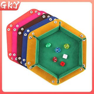 GKY Khay Xúc Xắc Nhung Lục Giác Có Thể Gấp Lại, Hộp Bảo Quản PU