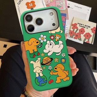 Ốp bảo vệ chó con nghịch ngợm cho iPhone 11 12promax 13pro15pro 15promax 14 14promax 14pro 16 pro max 16 plus 17 17promax hai trong một ốp lưng
