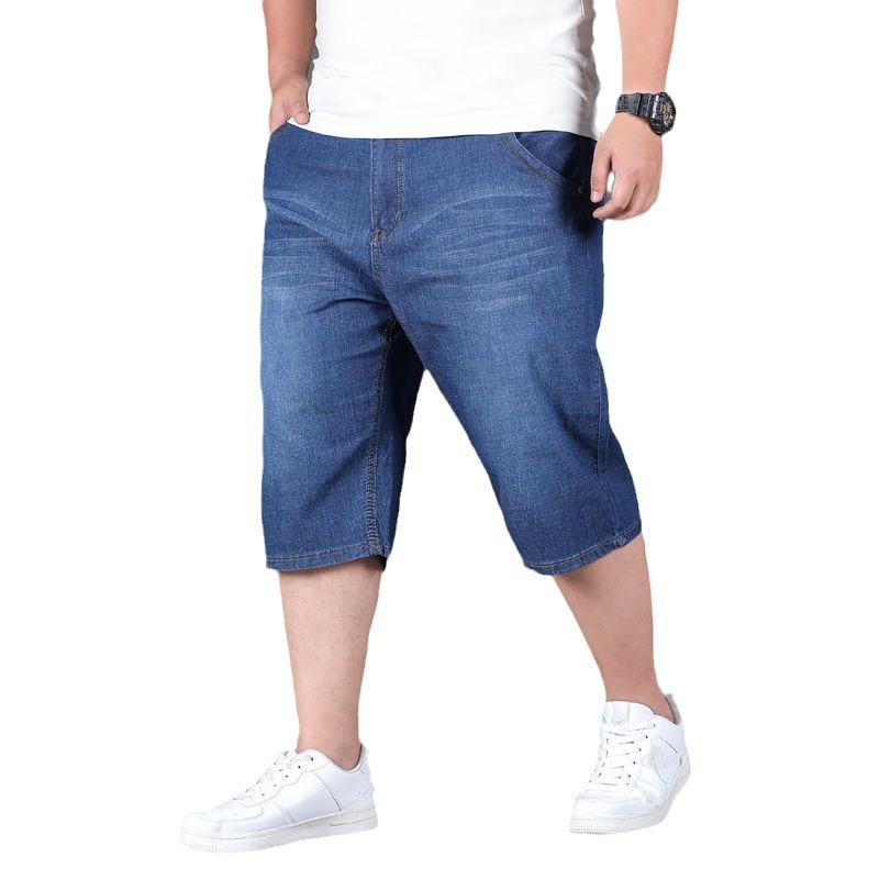 Quần Short Denim Nam Mùa Hè - Dáng Rộng Co Giãn, Phù Hợp Cỡ Lớn Và Thời Trang