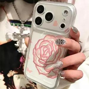 Màu hồng Rose Butterfly cho 16 trường hợp iPhone 17Air Space Case 14 13 11Pro