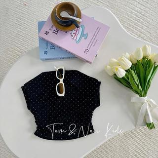 A30-[tomnaukids] Áo cộc tay cổ hến ĐÍNH ĐÁ bé gái cực sang - Size 8-35Kg