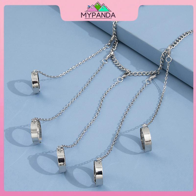 MYPANDA Punk Hình Học Dây Xích Vòng Tay và Nhẫn Cặp Đôi Quyến Rũ, Thời Trang - quà tặng hoàn hảo.