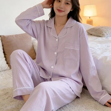 Phụ Nữ Plus Size M-5XL Cloud Cotton Dài Tay Bộ Đồ Ngủ Bộ Đồ Ngủ Nữ Chắc Chắn Bộ Đồ Ngủ Váy Ngủ Homewear Đồ Ngủ Bộ Đồ Ngủ