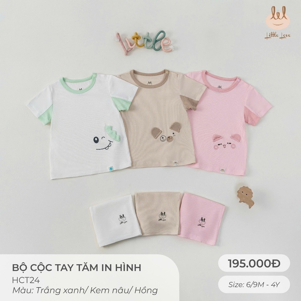 Bộ Cộc Tay Tăm tre kháng khuẩn [ Siêu Mềm, Mát, Mịn Co Dãn Và Thấm Hút Mồ Hôi Tốt] Size 6M - 4Y (HCT24)