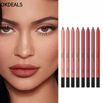 OKDEALS Matte Lipliner, Bút chì kẻ môi nhung chống thấm nước, Cốc chống dính mịn màng lâu trôi Bút chì kẻ viền môi nhung