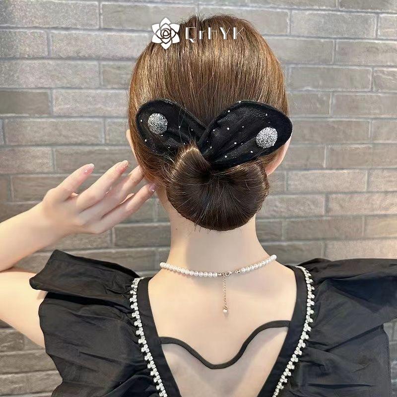 Phụ kiện tóc lưới nơ thỏ tai - dây đeo tóc xoắn ma thuật mới