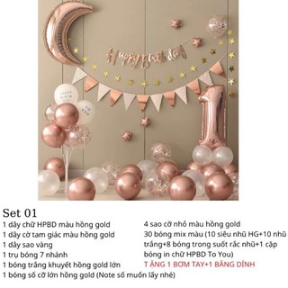 Set trang trí sinh nhật cho bé Trai Và Bé Gái kèm bóng số tuổi theo yêu cầu kèm trụ bóng 7 nhánh DF30
