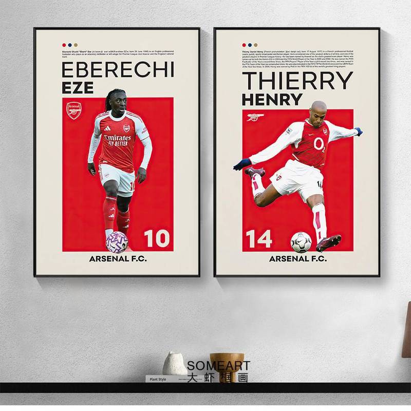 Arsenal Người Chơi Canvas Poster Henry Havertz Saka Bóng Đá Ngôi Sao Nghệ Thuật Treo Tường Cho Phòng Khách Sofa Nền Trang Trí Không Có Khung