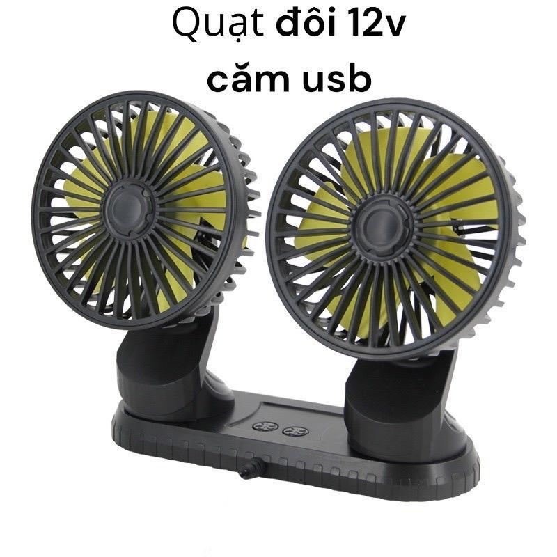 ￼( Quạt siêu mát ) Quạt đôi mini - có dây cắm usb trên xe ô tô