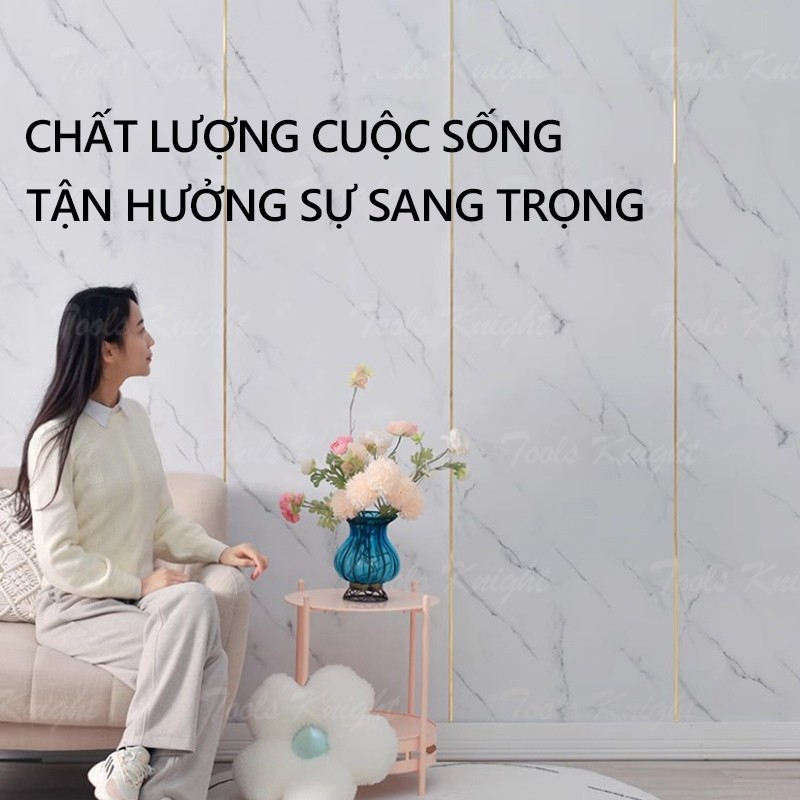 Giấy Dán Tường Phòng Ngủ Miếng Dán Tường Cuộn Xốp PVC Vân Đá Chống Thấm Nước Phủ Bóng Tự Dính