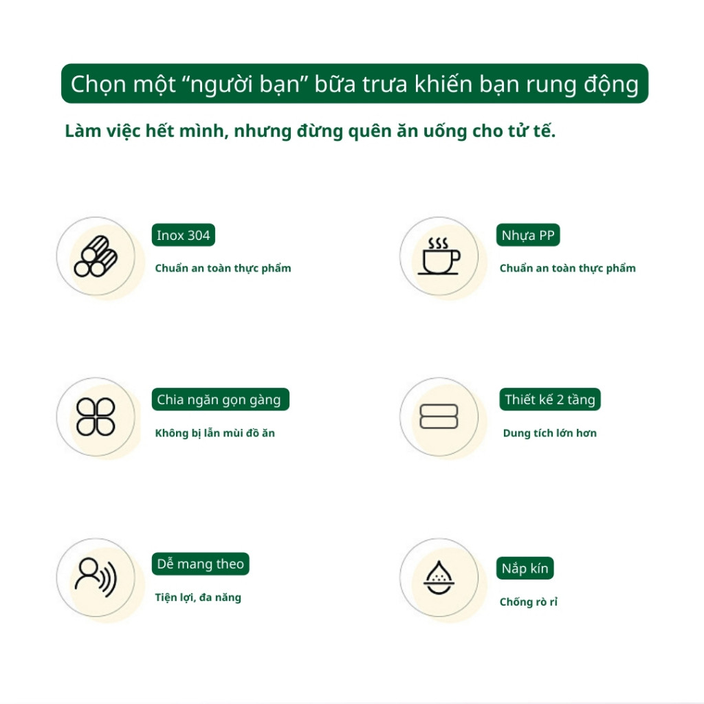 Hộp cơm văn phòng giữ nhiệt tốt, chia ngăn gọn gàng, dễ vệ sinh, quay được lò vi sóng.