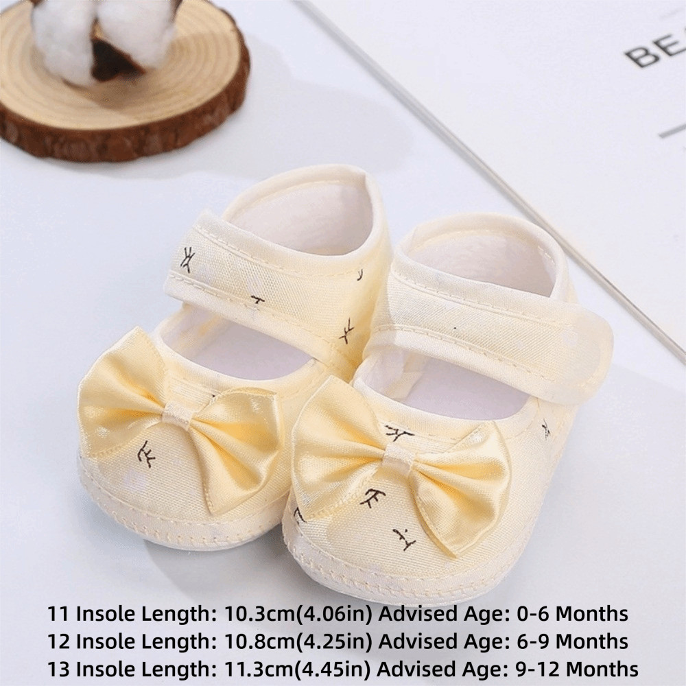 Giày tập đi AWNGD, Giày đế mềm nơ dễ thương thoáng khí, Chống trượt Thoải mái 0-12 tháng Giày công chúa Trẻ sơ sinh Tập đi