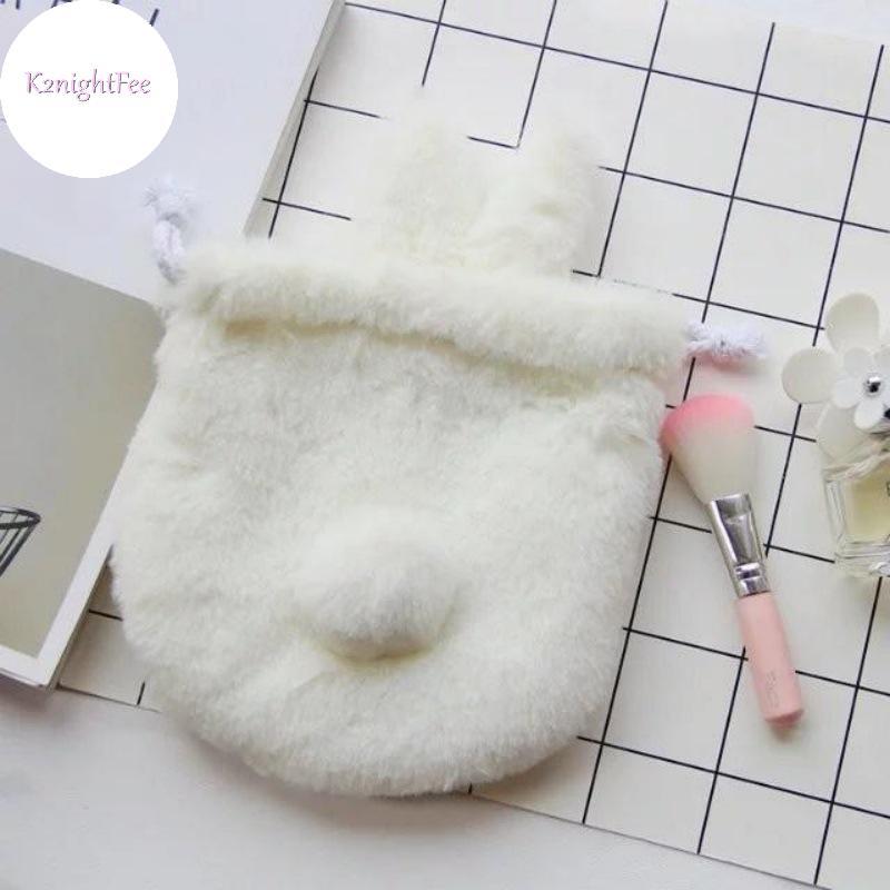 K2nightFee 1 Cái Túi Dây Rút Nhà Thơ Thỏ Dễ Thương Sang Trọng Túi Tai Thỏ Có Lông Tơ Giống Như sel Sweet Kawaii Túi Trang Điểm Phụ Kiện Nhỏ VN