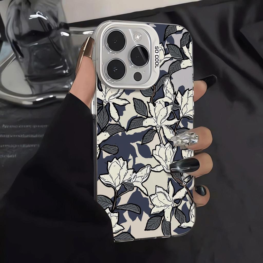 墨韵玉兰适用于16手机壳iPhone17Air彩银壳14 13 11Pro