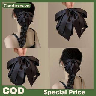 Csndices Đơn Giản Bla Satin Nơ Đuôi Ngựa Kẹp Dành Cho Nữ Cô Gái Ánh Sáng Sang Trọng Kẹp Tóc Tính Khí Tinh Tế Phụ Kiện Tóc VN