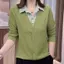 Áo sơ mi dài tay cổ giảm béo thời trang mới dành cho nữ
