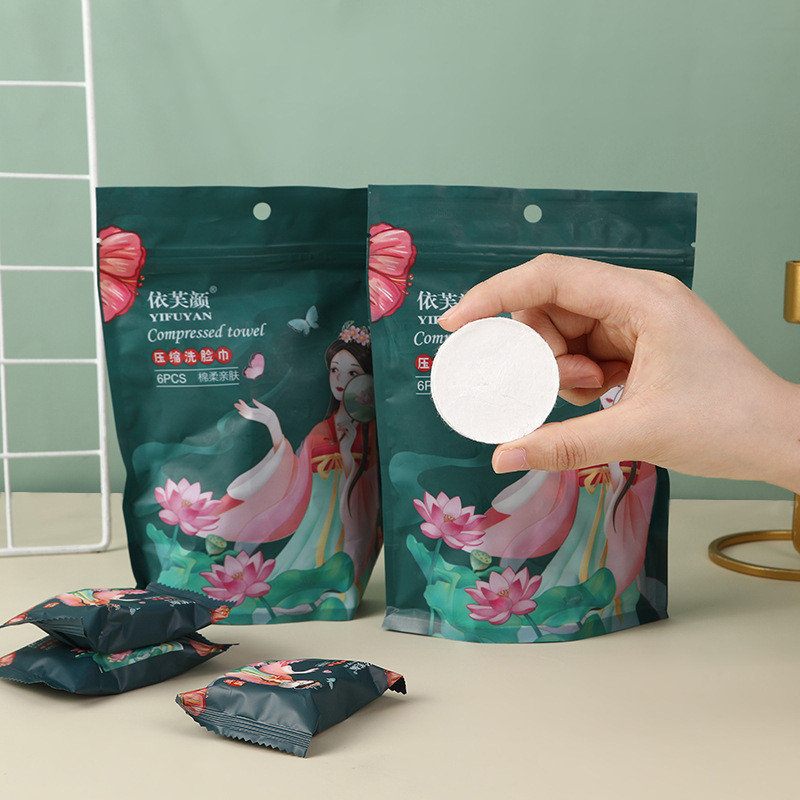 Khăn nén hợp thời trang quốc gia dùng một lần Khăn cotton thấm hút thân thiện với da Khăn mềm cotton nguyên chất Kích thước du lịch cực dày Dễ dàng mang theo J