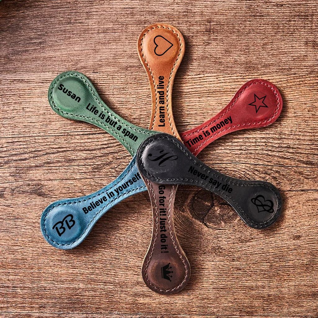 Hàng sẵn có Crazy Horse Leather Hai mặt Từ tính Bookmark Clip Handmade Lớp đầu tiên Sổ tay da bò Trang trí sáng tạo dễ thương HBJ7