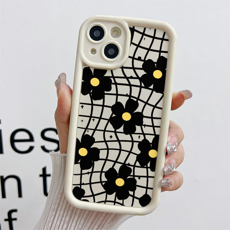 Ốp Lưng Tương Thích Cho iPhone 17 Air 16 15 14 13 12 11 Pro X XR XS Max SE 2020 6 6S 7 8 Plus Chống Rơi Thiên Thần Thiết Kế Mắt Họa Tiết Hoa Đen JGS213