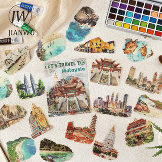 JIANWU Bản Đồ Du Lịch Lãng Mạn Series Vintage Thành Phố Xây Dựng Phong Cảnh Chất Liệu Cắt Dán PET Sáng Tạo DIY Tạp Chí Văn Phòng Phẩm