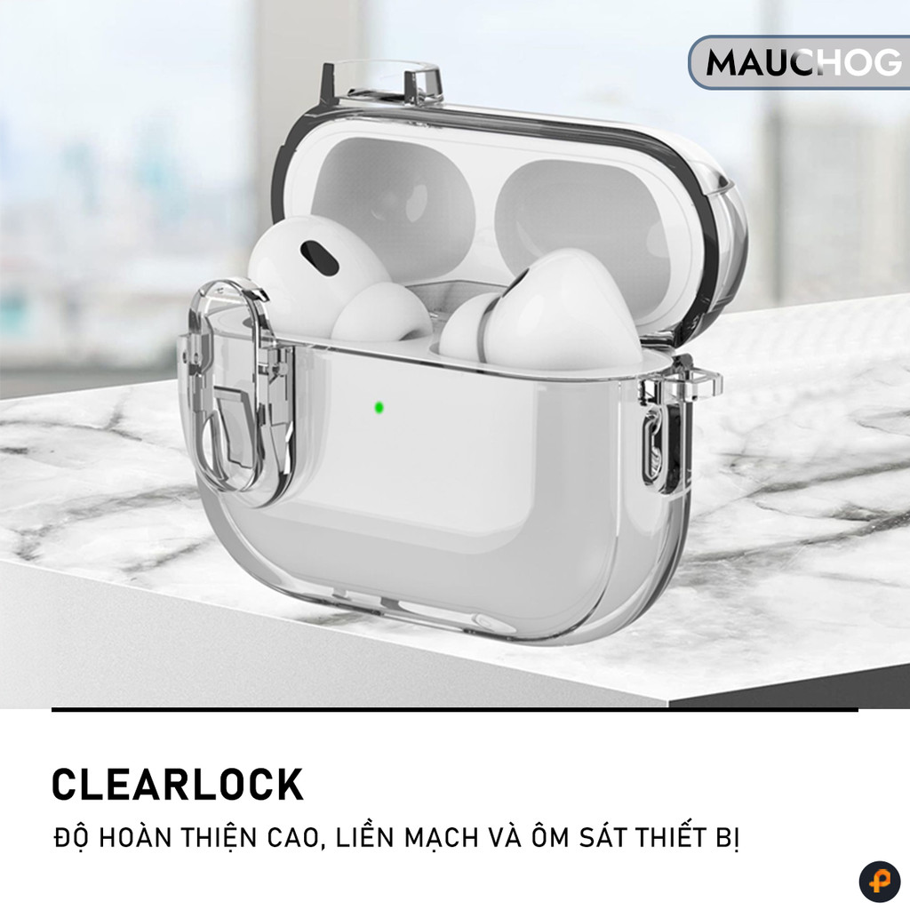 Ốp Case Trong Suốt Có Khóa Chống Rơi Nắp Kèm Móc Treo Cho Tai Nghe Airpods Pro 3 2 Airpods 4