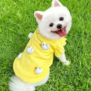 Kích Thước Vừa Chó Thú Cưng Bay Tay Vịt Dễ Thương Top Có Thể Kéo Chó Mèo Cung Cấp Teddy Bichon Corgi Quần Áo