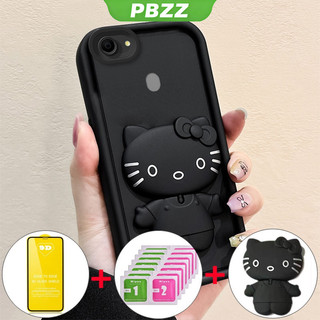 Ốp lưng cho OPPO F5 OPPO F7, ốp điện thoại mềm silicone chống sốc, thiết kế mới, thẩm mỹ, hình mèo gương hoạt hình với giá đỡ và màng mềm JTMKTM01
