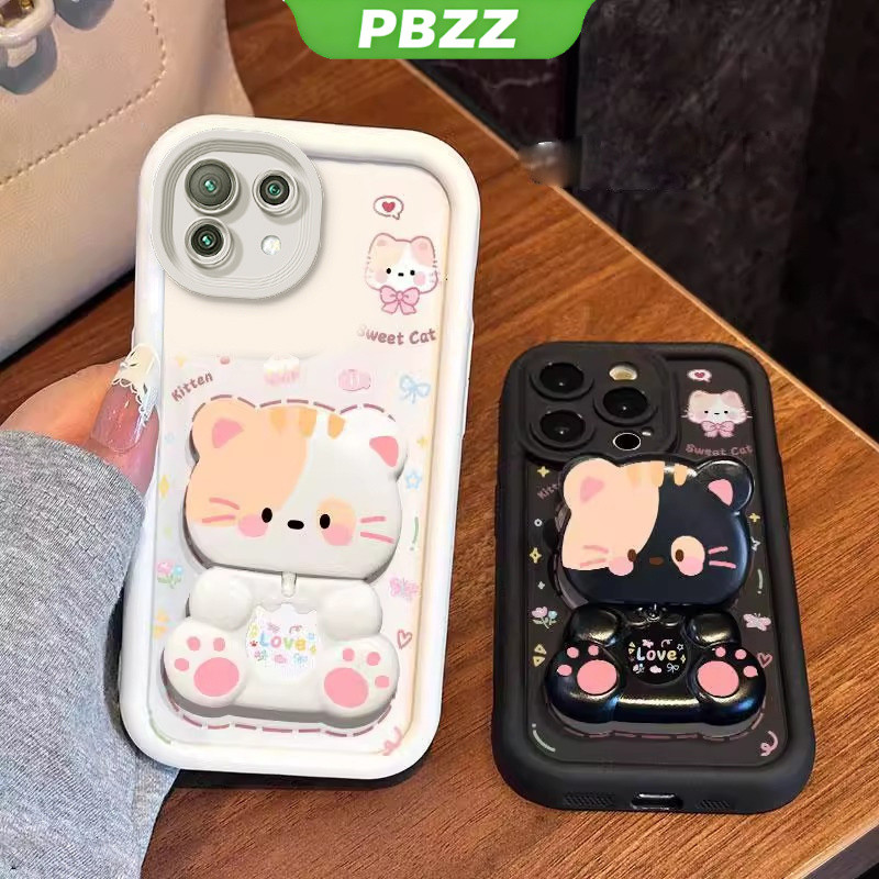 Ốp Lưng Cho xiaomi mi 11 lite xiaomi 11 lite 5g ne xiaomi 11t pro Vỏ Điện Thoại Vỏ Mềm Silicon Chống Sốc Thiết Kế Mới Thẩm Mỹ Mèo Hoạt Hình Có Giá Đỡ Cho Gương JTMMZJ01