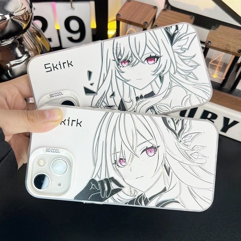 Genshin Impact / Skirk / Skirk Line Draft Vỏ điện thoại màu bạc đầy màu sắc Thích hợp cho iPhone / vivo / Xiaomi / OPPO / ewwq