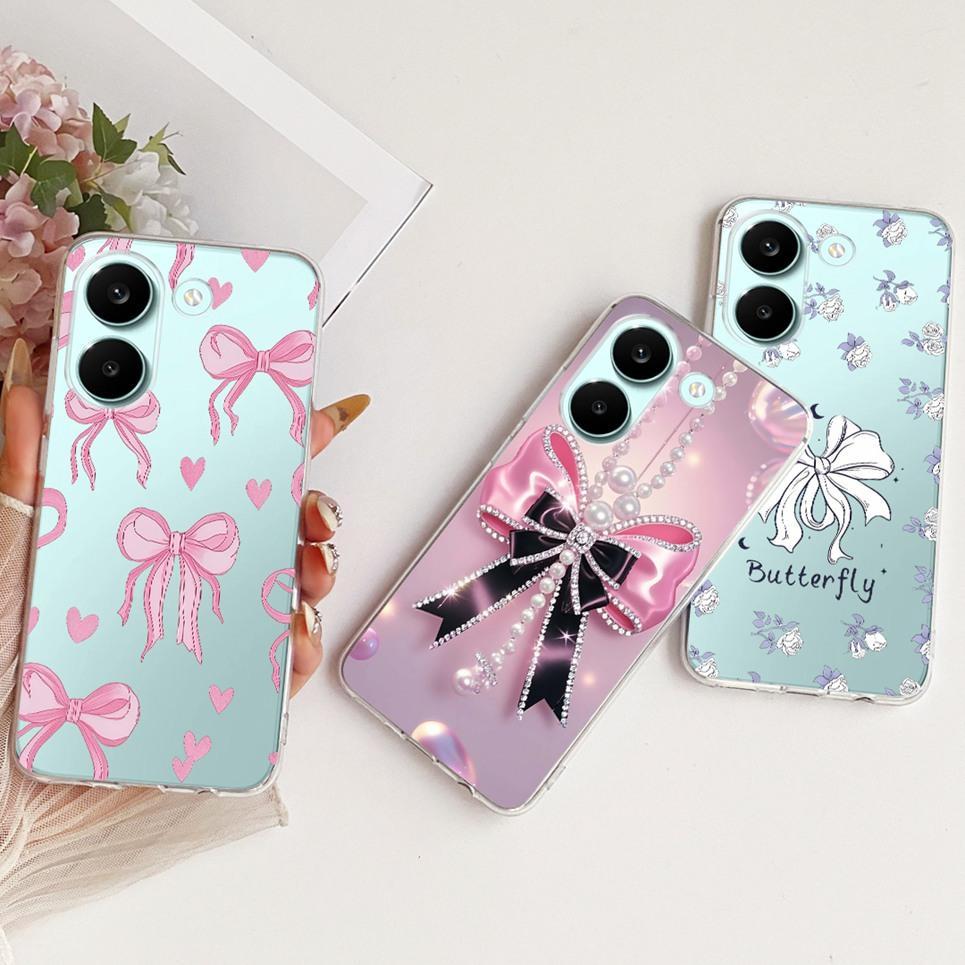 Nơ Tình Yêu Họa Tiết Trái Tim Mèo Dễ Thương Ốp lưng Xiaomi Redmi Turbo 5 Poco X8 Pro 5G Vỏ TPU Mềm Silicon Chống Sốc Ốp Lưng