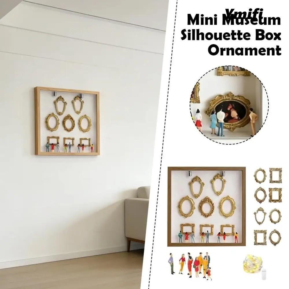 Bộ trưng bày bộ nhớ YMIFI, Bảo quản bộ nhớ Dây đèn LED DIY Mini Bảo tàng Hộp bóng, Khung vàng sáng tạo Các bức tượng nhỏ Khung ảnh Quà tặng đám cưới