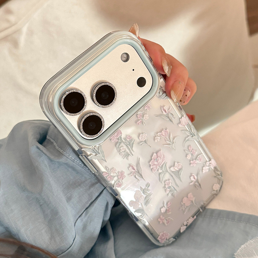 Ốp Điện Thoại Mềm Hoa Tím Cho iPhone 17 Pro Max 16 15 14 13 Vỏ Bảo Vệ Chống Sốc