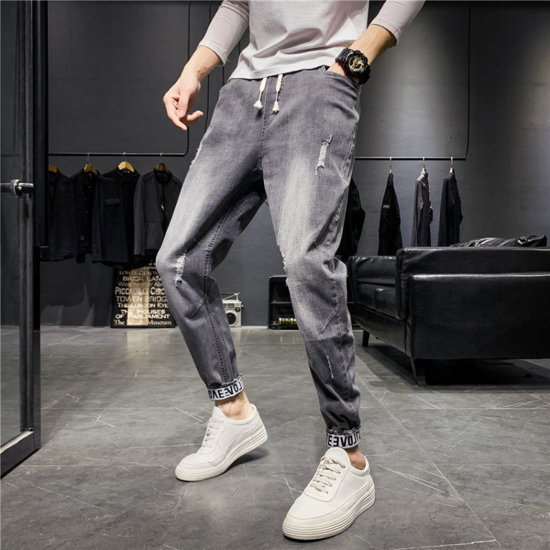 Nam Plus Size Lông Cừu Lót Hàng Hóa Quần Jean Rời Côn Crop Quần