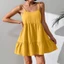 Dây đeo Spaghetti dành cho nữ Váy ngắn xếp tầng xếp nếp thường ngày đi biển Boho