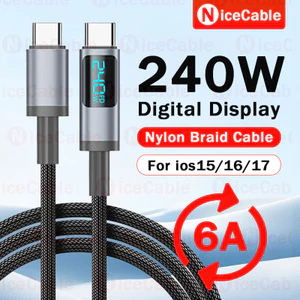 Màn hình LED thông minh 240W Cáp sạc nhanh USB / Type C sang Type C Dây sạc điện thoại Vỏ hợp kim Cáp dữ liệu bện cường độ cao cho ios15-17