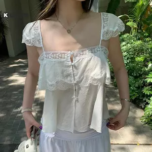KUZHEN Áo Thun Ren Chắp Vá Camisole Nữ - Phong Cách Hàn Quốc, Thoáng Mát Cho Mùa Hè