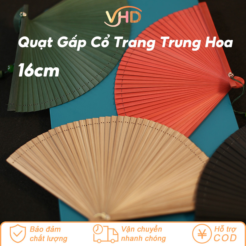 Quạt Gấp Cổ Điển Trung Hoa Màu Đen - Đạo Cụ Chụp Ảnh Phong Cách Cổ Trang, Phụ Kiện Thời Trang Độc Đáo