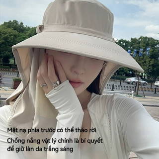 Mũ Chống Nắng Chống Tia UV 99% Vành Mũ Lớn Bảo Vệ Cổ, Thoáng Khí Chống Bụi, Có Thể Tháo Rời