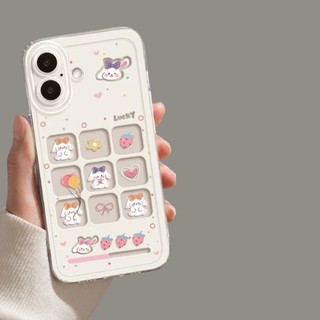 Dễ Thương Thỏ Dâu Tây Trường Hợp Điện Thoại Cho iPhone 17 16 15 14 13 12 11 Pro Max X XR XS Max 7 8 Plus SE2020